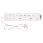 Arlec 12 Outlet Surge Protected Powerboard With PD20W Rapid Charging USB 2xA And 2xC