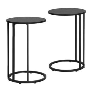 Artiss C Shaped End Table 2pcs Coffee Table Black