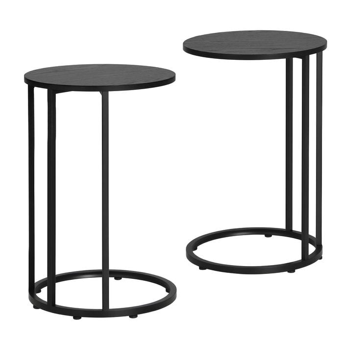 Artiss C Shaped End Table 2pcs Coffee Table Black