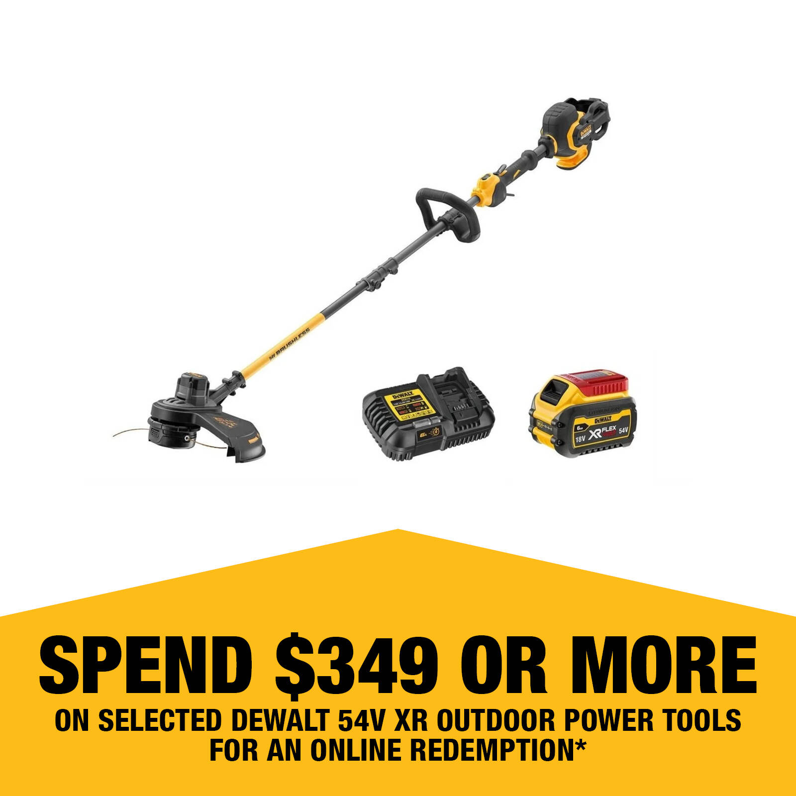 DeWALT 54V XR FLEXVOLT 380mm Split Shaft Line Trimmer Kit 6Ah