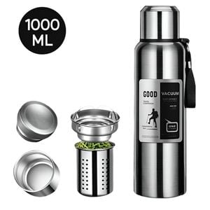 NNEOBA  1000ML Stainless Steel Thermos Bottle Sport Vacuum Flask Silver