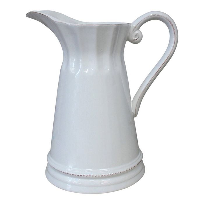 LVD Tall Stripe Ceramic 23.5cm Jug Pitcher Container - White - Bunnings Australia