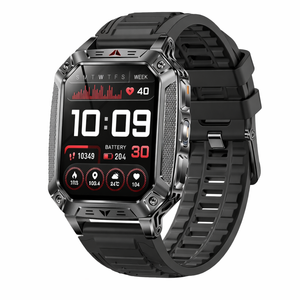 Smart Watch 1400mah Battery Outdoor Fitness Tracker Ip68 Waterproof Bluetooth Call Sos Flashlight Black