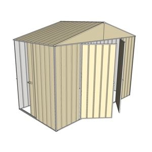 Build-a-Shed 3.0 x 1.5 x 2.3m Double Hinge and Single Sliding Door Narrow Shed - Cream