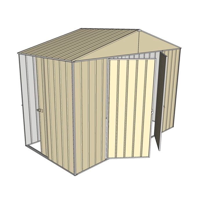 Build-a-Shed 3.0 x 1.5 x 2.3m Double Hinge and Single Sliding Door Narrow Shed - Cream
