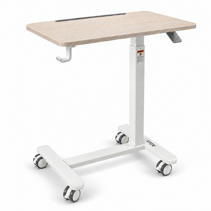 Altus Pneumatic Mobile Standing Desk with Wheels Laptop Workstation - Timber