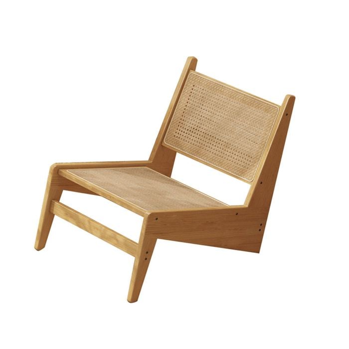 Lauft Wood Cane Back Rattan Wicker Accent Chair Mid-century Lounge Relax Chair