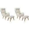 Oikiture 2x 360 Swivel Recliner Armchair Lounge Ottoman Chair With Stool Beige