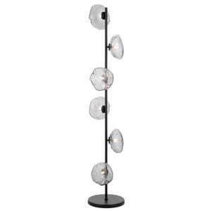 Telbix Zecca Contemporary Standing Floor Lamp Light Metal Glass Smoke Black Matte