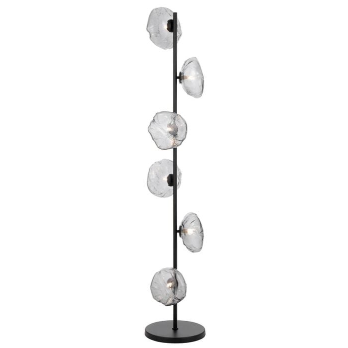 Telbix Zecca Contemporary Standing Floor Lamp Light Metal Glass Smoke Black Matte