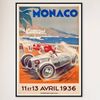 Galrie Monaco Grand Prix 1936 Vintage Racing Art Poster Perfect for Collectors, Black Frame, A2 42 x 60cm (16 x 24inch)