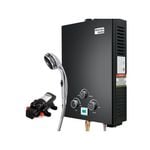 Thermomate Portable Gas Outdoor Camping Hot Water Heater System, with 12V Pump, Shower Head, Black