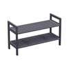 Flexi Storage Living 686 x 394 x 272mm Oyster Black Stackable 2 Tier Bamboo Shoe Rack 