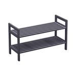 Flexi Storage Living Oyster Black 2 Tier Stackable Bamboo Shoe Rack 