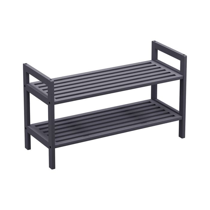 Flexi Storage Living 686 x 394 x 272mm Oyster Black Stackable 2 Tier Bamboo Shoe Rack 
