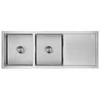 Amelie Deauville Kitchen Double Bowl Sink with Drainer (Topmount) 1160x450x235mm Stainless Steel BDOSSLUNDB1080