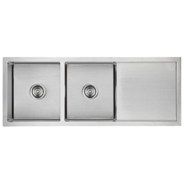 Amelie Deauville Kitchen Double Bowl Sink with Drainer (Topmount) 1160x450x235mm Stainless Steel BDOSSLUNDB1080
