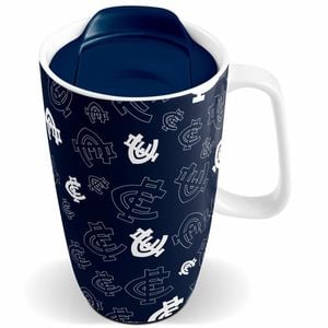 Carlton Blues AFL Ceramic Travel Coffee Mug Cup With Handle
