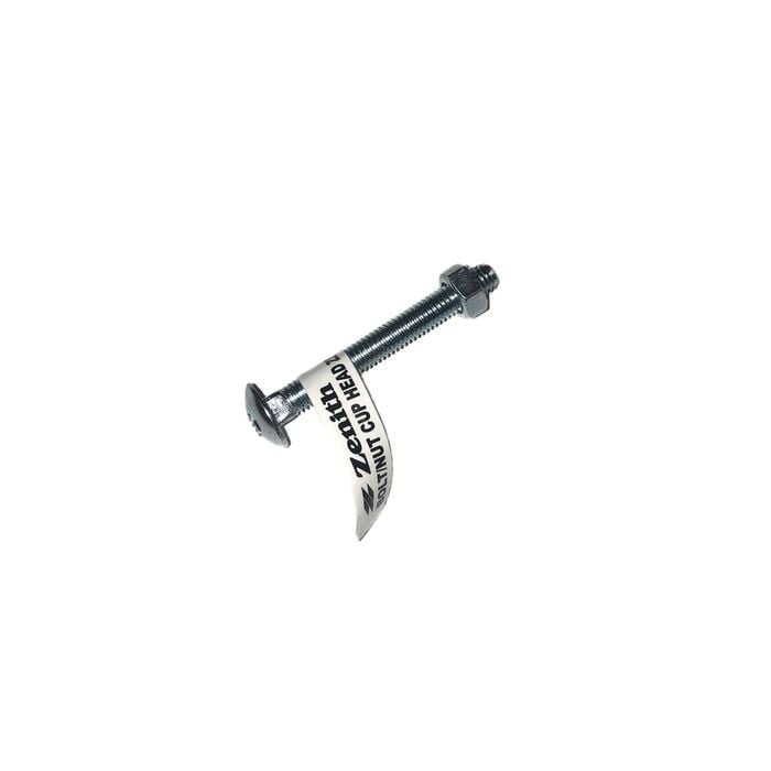 Zenith M6 x100mm Zinc Plated Coach Head Bolt And Nut