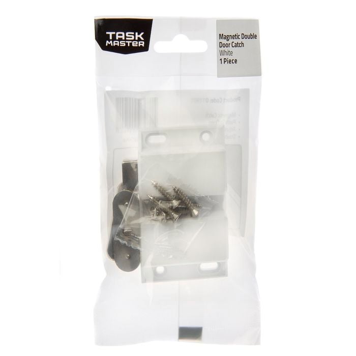 Taskmaster 67mm White Magnetic Push To Open Double Door Catch
