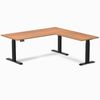 Desky Eco L-Shape Melamine Sit Stand Desk Matte Black Frame 180x175cm