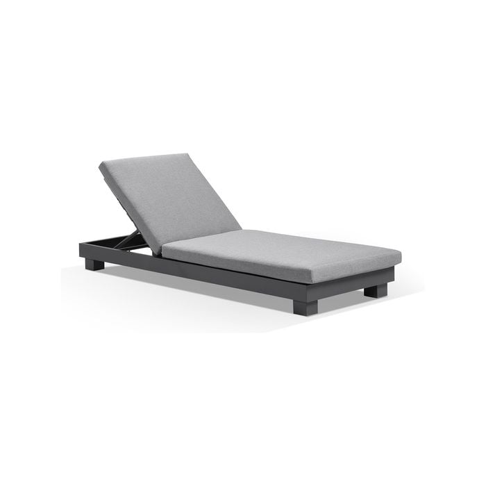 Outdoor Santorini Aluminium Sun Lounge With Sunbrella Cushion - Charcoal