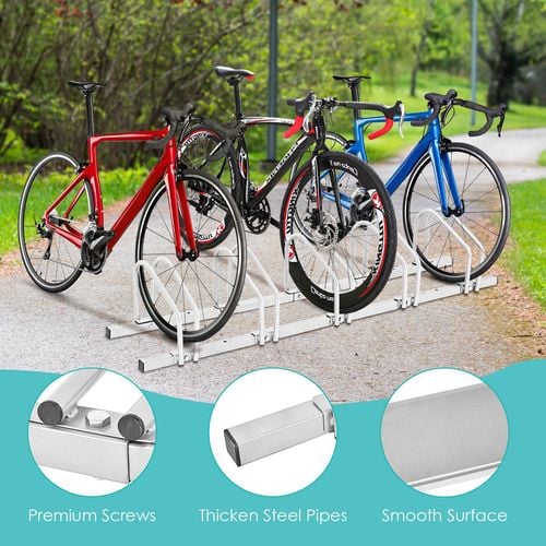 Costway 5 Bike Stand Portable Bicycle Rack Floor Parking Holder Storage Cycling Silver Bunnings Australia