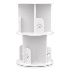 Ufurniture 2-Tier Rotating Bookshelf Small Corner Standing Display Shelf White