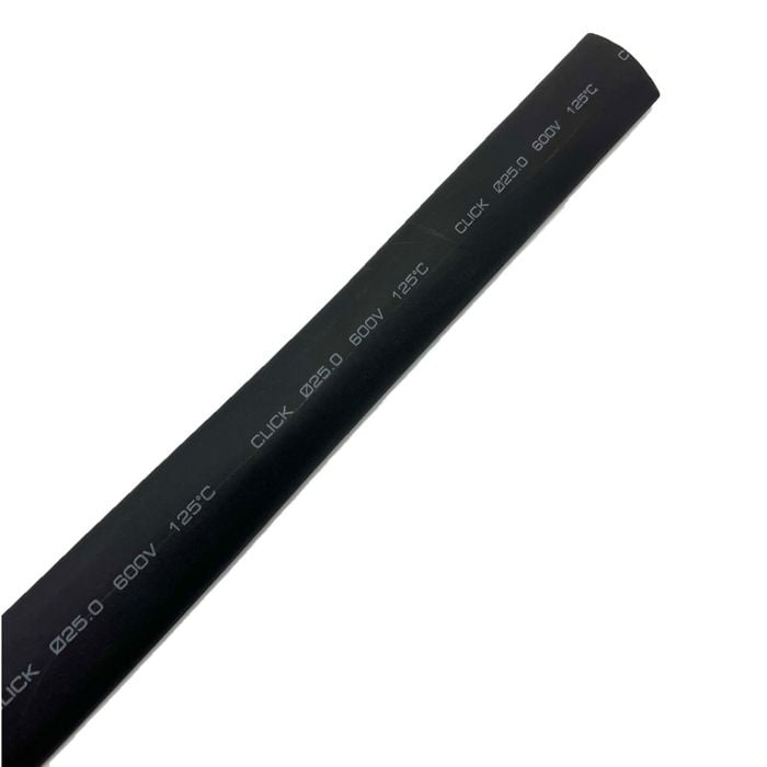 Click 25mm x 1.2m Black Heat Shrink Thin Wall Tubing