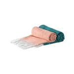 Nicola Spring Set Of 2 Turkish Cotton Towels - Cantaloupe/aqua