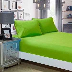 Fabric Fantastic 1000tc Ultra Soft King Size Bed Green Fitted Sheet & 2 Pillowcases Set