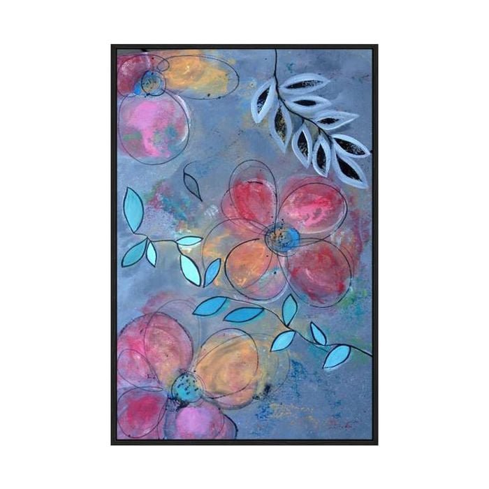 Artey | Floral II - Framed Canvas - Black Frame - 100 x 150cm