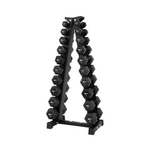 Smai Apex Rubber Hex Dumbbell Set 1-10kg (pair) With Storage Rack - Classic Rubber Hex Dumbbells