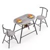Artiss Oval Dining Table Set 3PC Space-Saving Bistro Kitchen Storage Wine Rack Grey