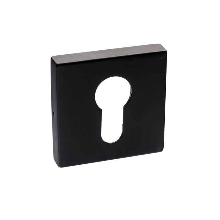 Lane 53mm Black Square Euro Cylinder Escutcheon