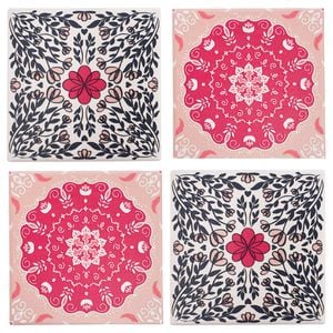 4pc 9.5cm Square Ceramic Tile Coasters Bohemia Red