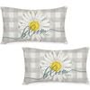 Catzon 2 Pcs Summer Lumbar Pillow Covers Linen Pillowcase for Home Decor-Set 47