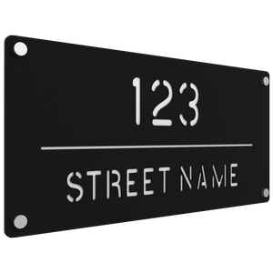 ProtectorAl 580mm x 280mm Black Custom House Sign Aluminium Cut Through