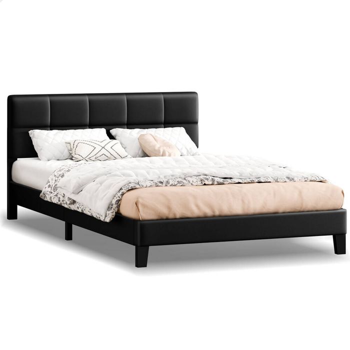 ALFORDSON Bed Frame Queen Size Leather Black