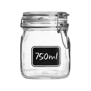 Bormioli Rocco Lavagna Glass Storage Jar with Chalkboard Label - Food Pasta Jam Preserving Container - 750ml