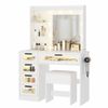 Advwin Dressing Table Stool Set with Mirror 10 LED Bulbs Vanity Desk White