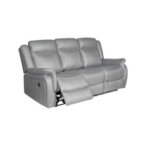 3 Seater Finest Grey Fabric Recliner Sofa Sturdy Construction Metal Mechanism
