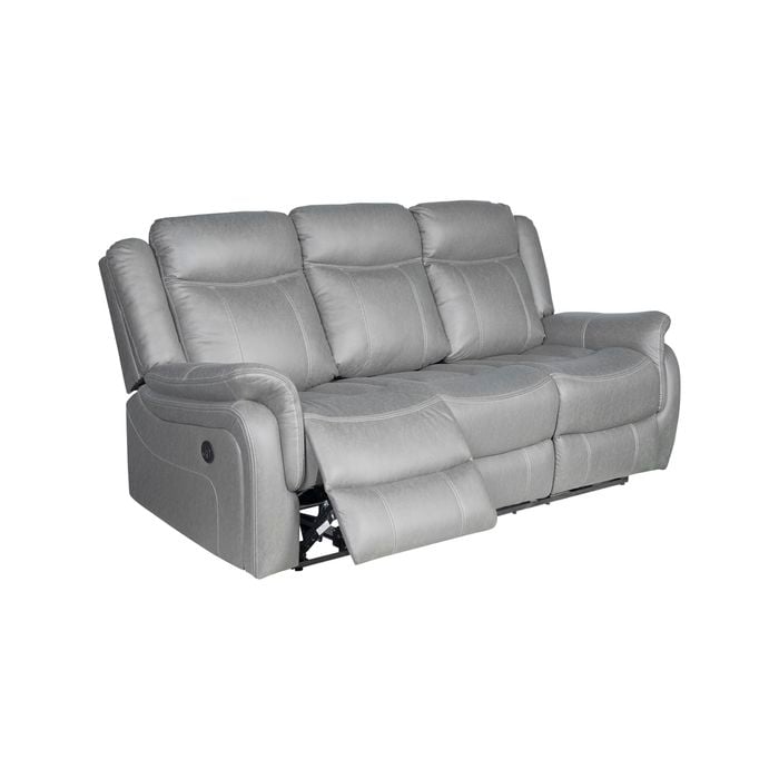 3 Seater Finest Grey Fabric Recliner Sofa Sturdy Construction Metal Mechanism