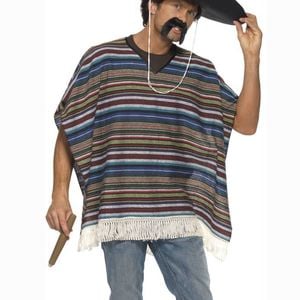 Authentic Style Mexican Poncho Mens Costume - Standard