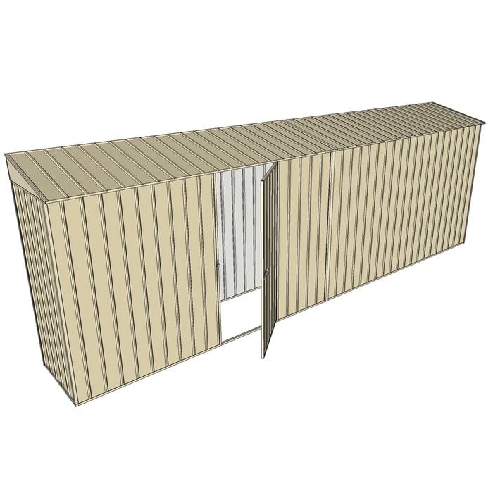 Build-a-Shed 0.8 x 6 x 2m Skillion Shed with Single Hinged Side Door - Cream