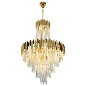 Eli & Co. Lighting Aria 23-Light Gold Crystal Tiered Chandelier – 80cm