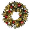 Christabelle 61cm Christmas Wreath with LED Lights Baubles Berries Red Silver Front Door Decoration