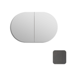 Attica 900 x 600mm Black Oak Oval Shaving Cabinet