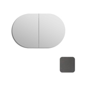 Attica 900 x 600mm Black Oak Oval Shaving Cabinet