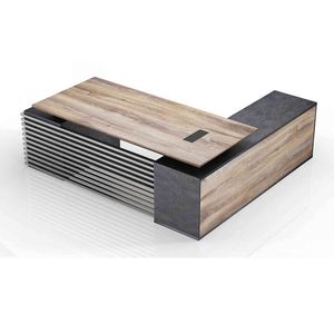 Modern Furniture PHOENIX Executive Desk with Left Return 2.2M - Warm Oak & Black